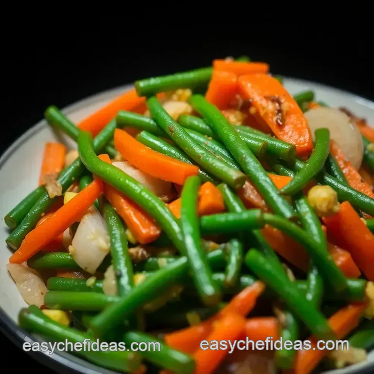 Sizzling Stir Fry with Green Beans and Crunchy Vegetables presentation