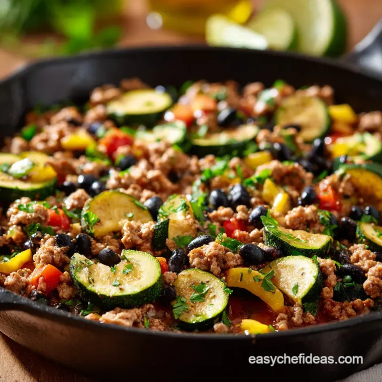 Skillet Ground Turkey Zucchini Black Beans One Pan the Sunny Southwestern Meal Prep presentation