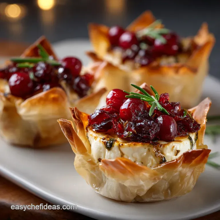 Skinny Baked Brie Phyllo Cups with Craisins and Wa Recipe presentation