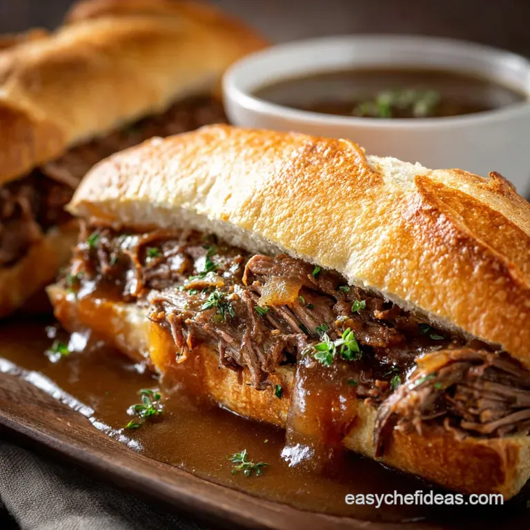 Slow Cooker French Dip Sandwiches: Better Than the Pub Au Jus Recipe presentation