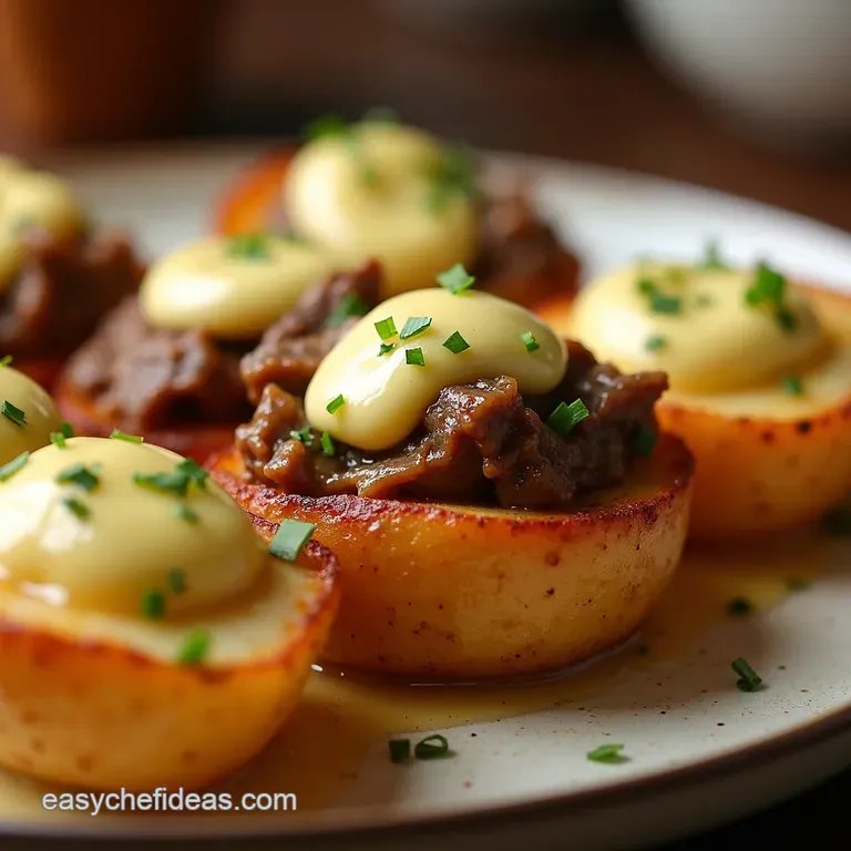 Slow Cooker Garlic Butter Beef Bites Potatoes presentation