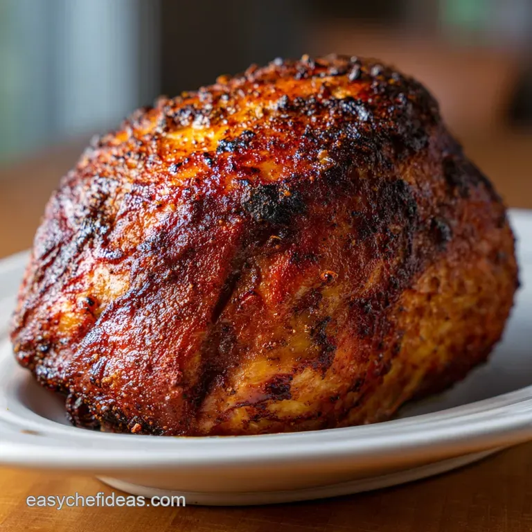 A vibrant plate featuring sliced smoked turkey with crisp skin, alongside cranberry sauce and fresh rosemary sprigs for a ...