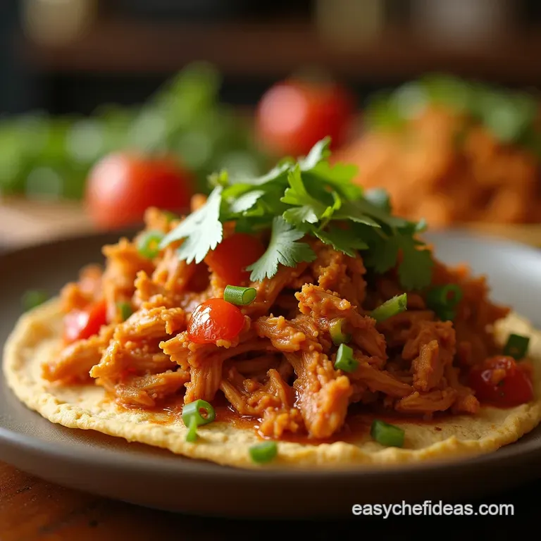 The Proper Tinga Smoky Chipotle Shredded Chicken for Tacos Tostadas presentation