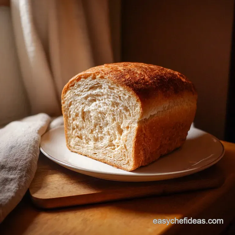 Thick slice of fluffy sourdough bread with melted butter, glistening. Warm, inviting close-up shows soft, airy texture.