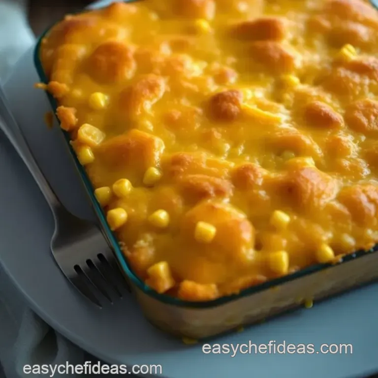Southern-Style Paula Deen Cornbread Casserole presentation