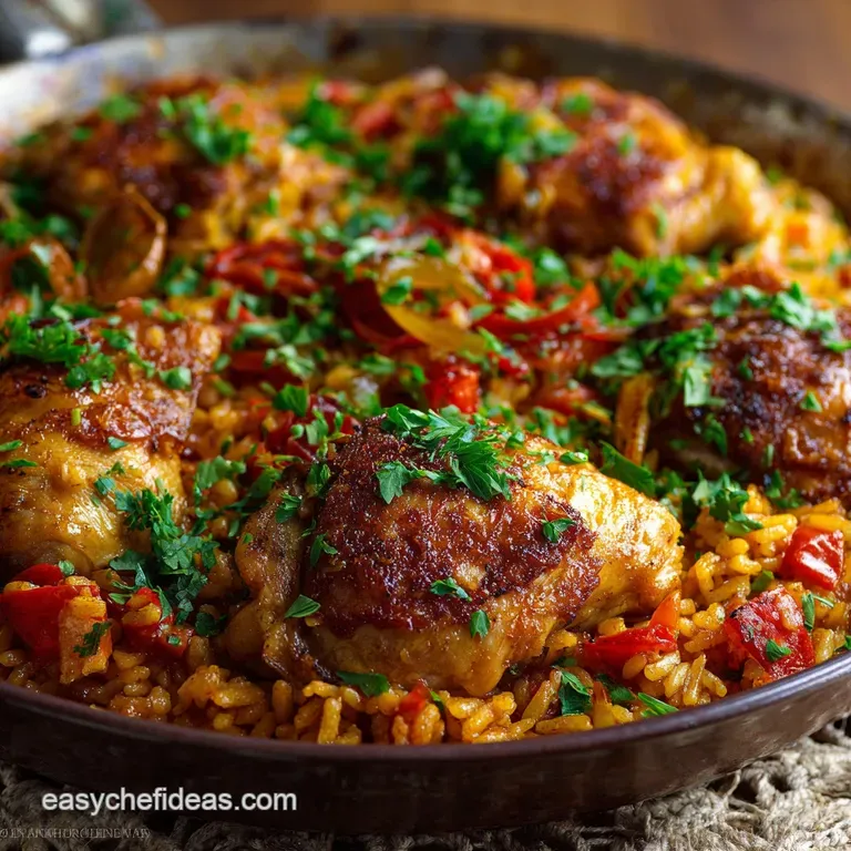 Spanish Chicken and Rice: the Ultimate One-Pan Saffron Arroz presentation
