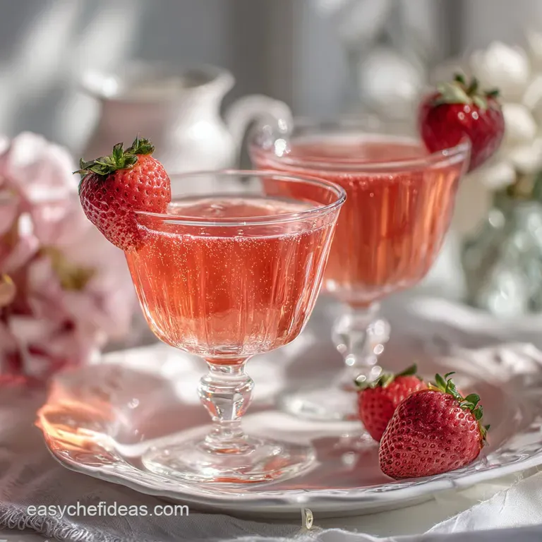 Elegant Valentine's presentation: Sparkling pink punch cascading from a glass pitcher into stemmed goblets.
