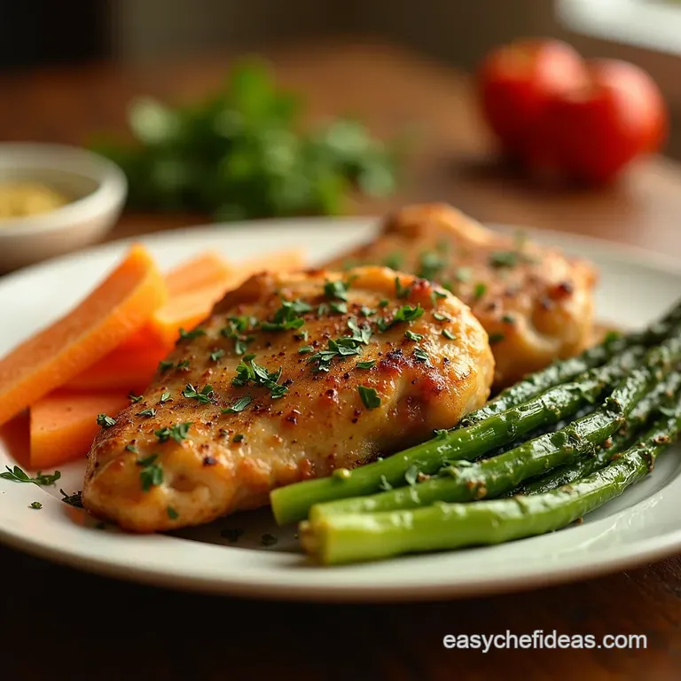 Speedy Air Fryer Lemon Herb Chicken Veggie Tray Bake presentation