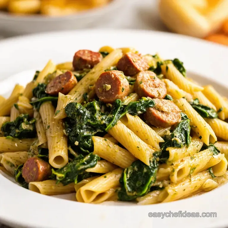 Speedy Sausage Spinach Pasta Perfection presentation