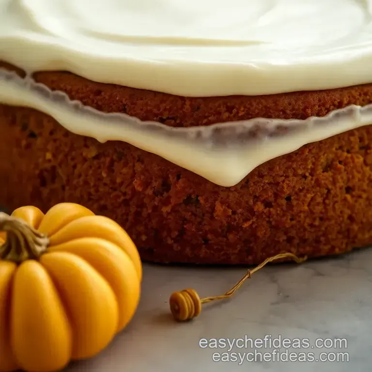 Spiced Moist Pumpkin Cake with Cream Cheese Frosting presentation