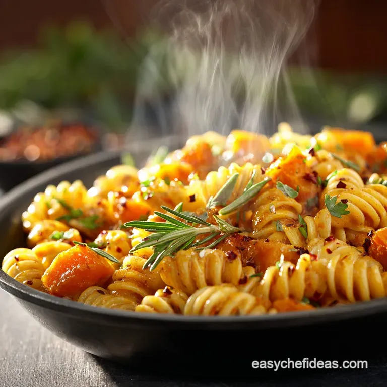 Spicy Butternut Squash Pasta: Roasted Rigatoni with Brown Butter Sage presentation