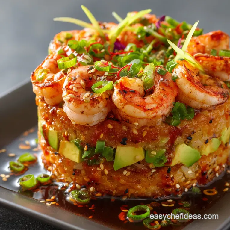Spicy California Shrimp Stack the Pacific Fire Sushi Cake Towers presentation
