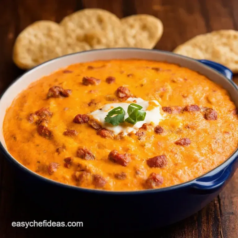 Spicy Chorizo Beer Cheese Dip with Pretzel Bites presentation