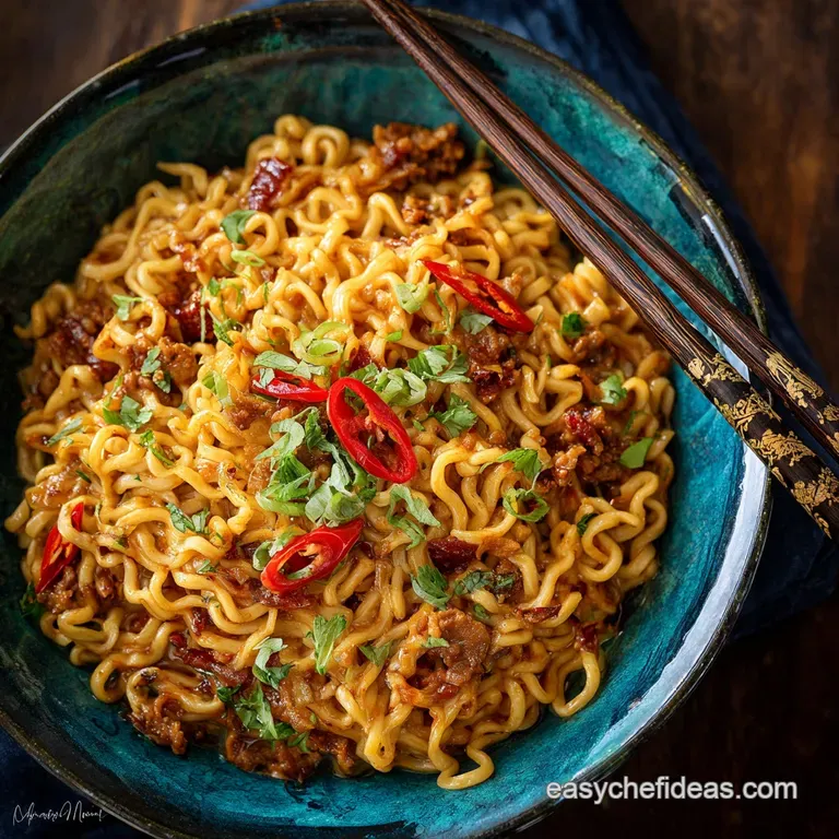 Spicy Instant Ramen Hack: the Creamy Firecracker Recipe Ready in 10 Minutes presentation