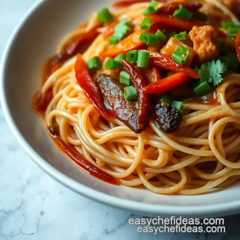 Spicy Thai Drunken Noodles (Pad Kee Mow) presentation