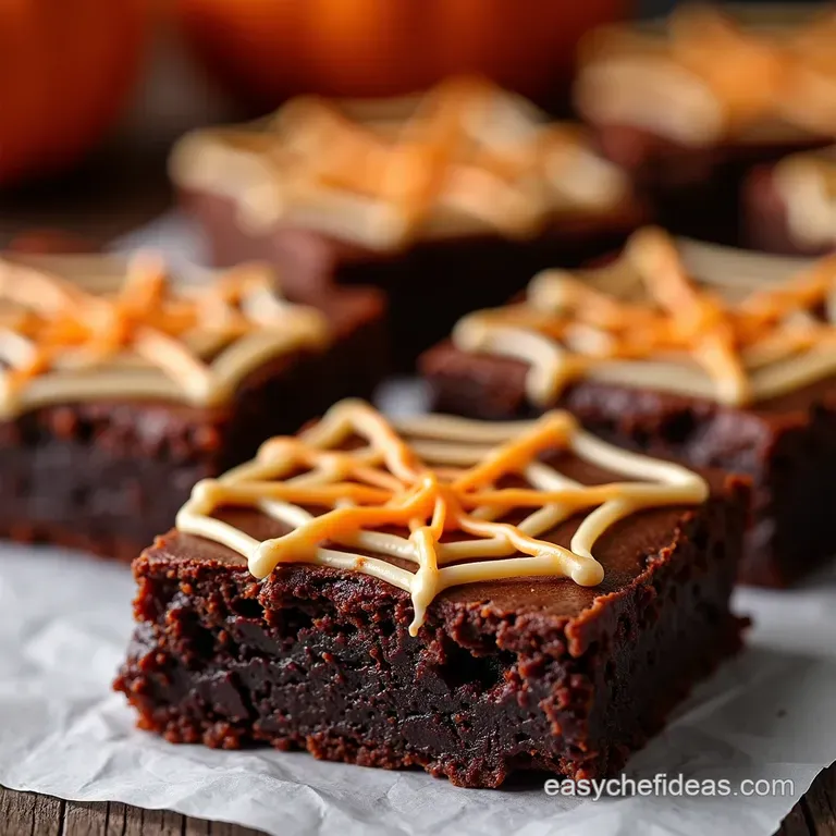 Spooky Spiderweb Chocolate Cheesecake Brownies presentation
