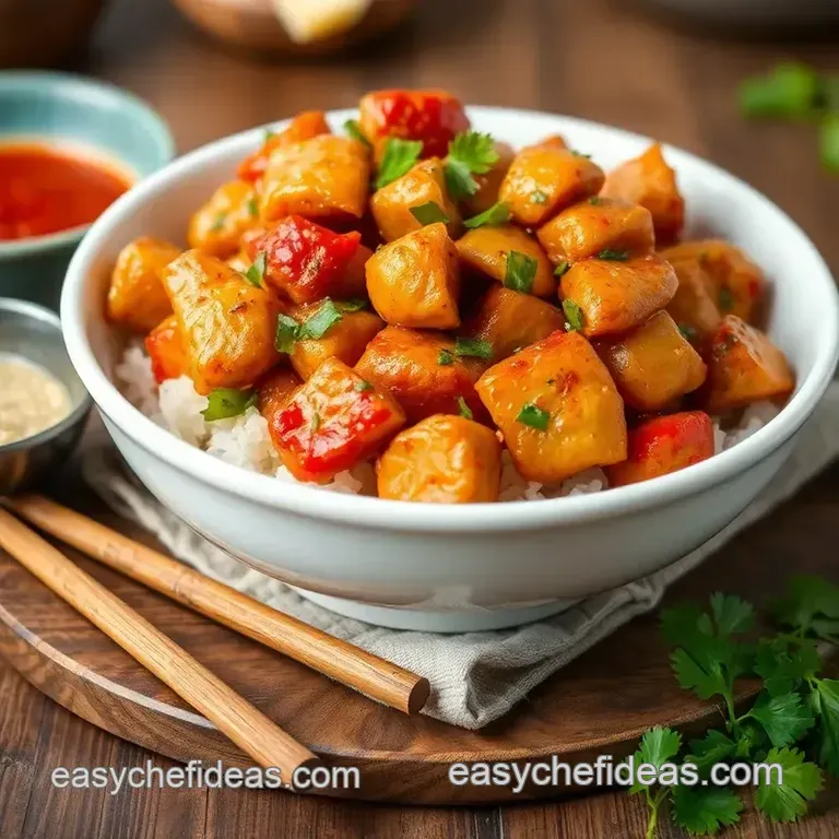 Sizzling Stir-Fry Chicken with Spicy Garlic Sauce presentation