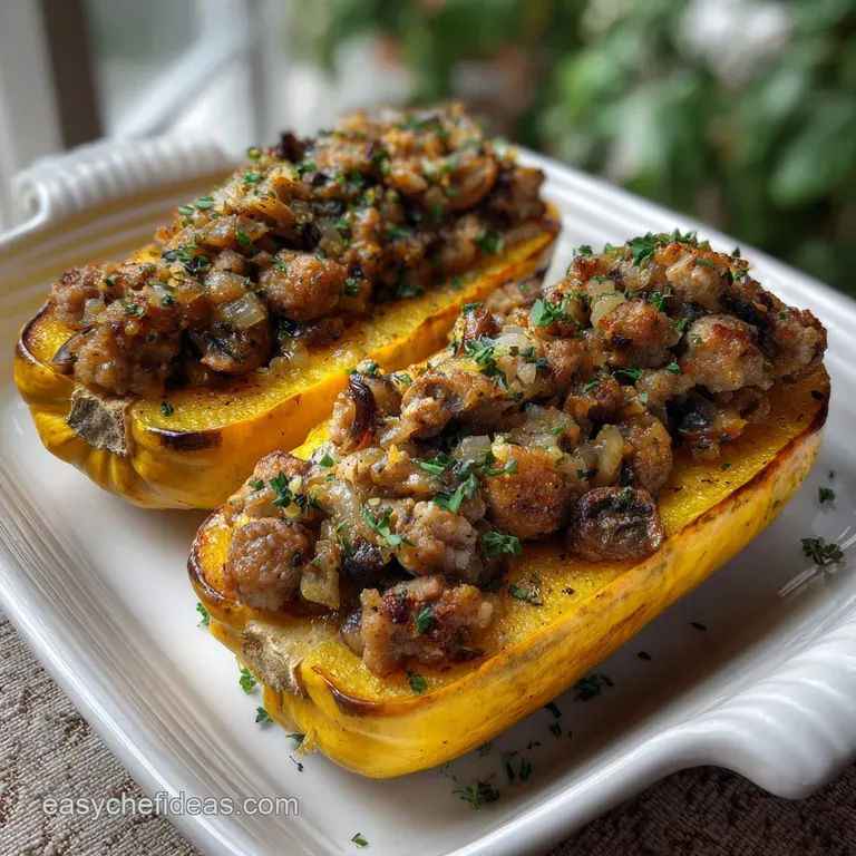 Stuffed Delicata Squash with SausageMushroom Stuffing