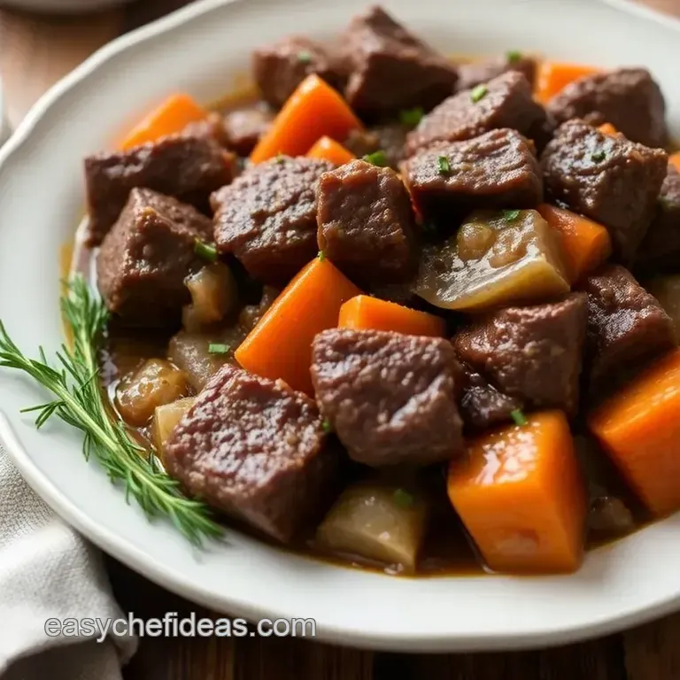 Succulent Braised Beef Short Ribs with Red Wine and Root Vegetables presentation