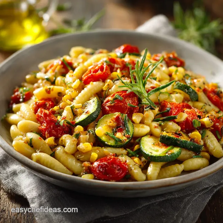 Summer Cavatelli with Corn Tomatoes and Zucchini: The Harvest Pasta