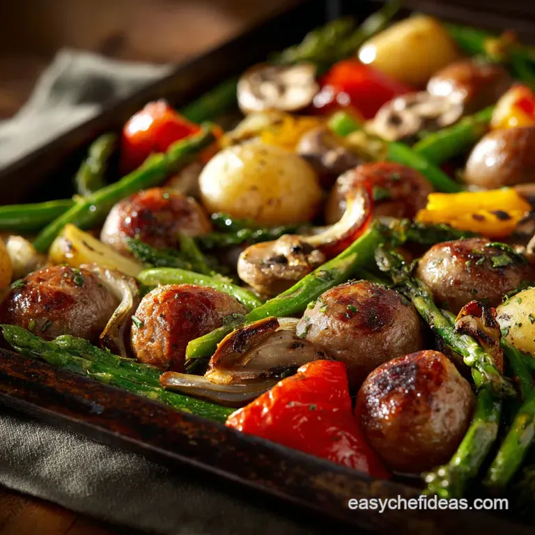 Summer Vegetables with Sausage and Potatoes: the Easy Sheet Pan Traybake presentation