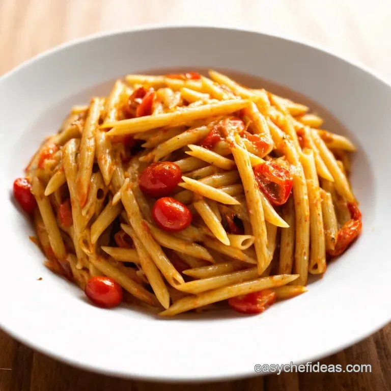 Sunkissed Summer Pasta with Burst Cherry Tomatoes and Basil presentation
