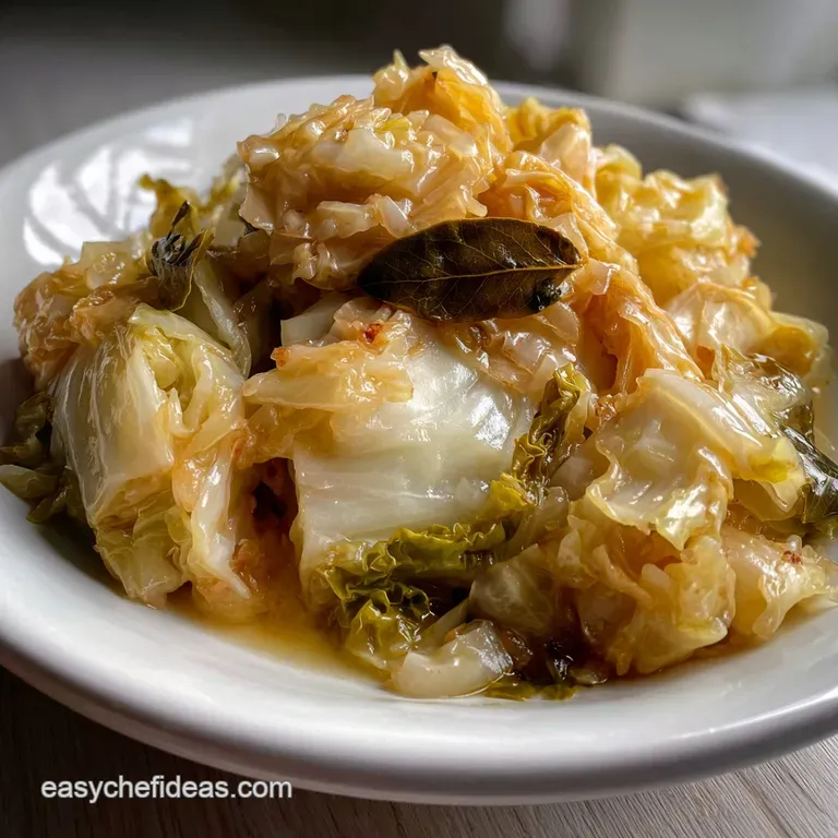 Boiled Cabbage: Tender Braised Cabbage with Bay Leaf presentation