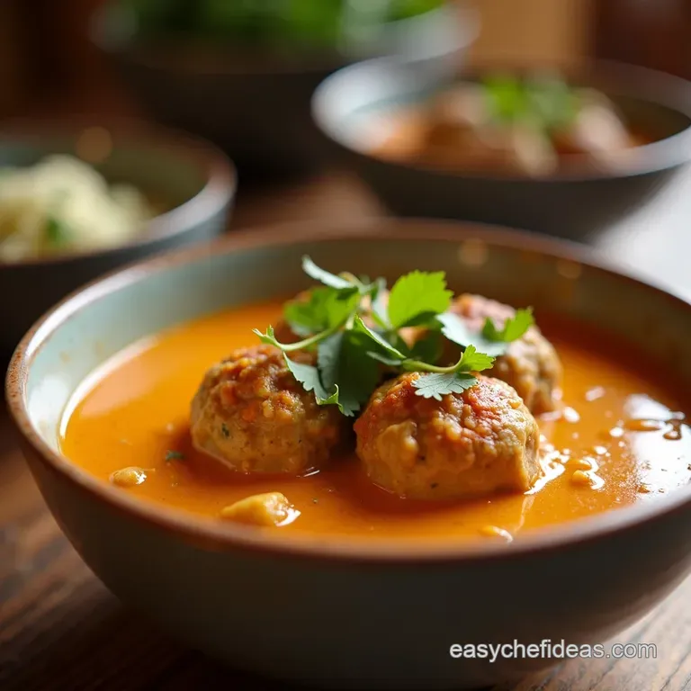 Thai Coconut Curry Meatball Soup presentation