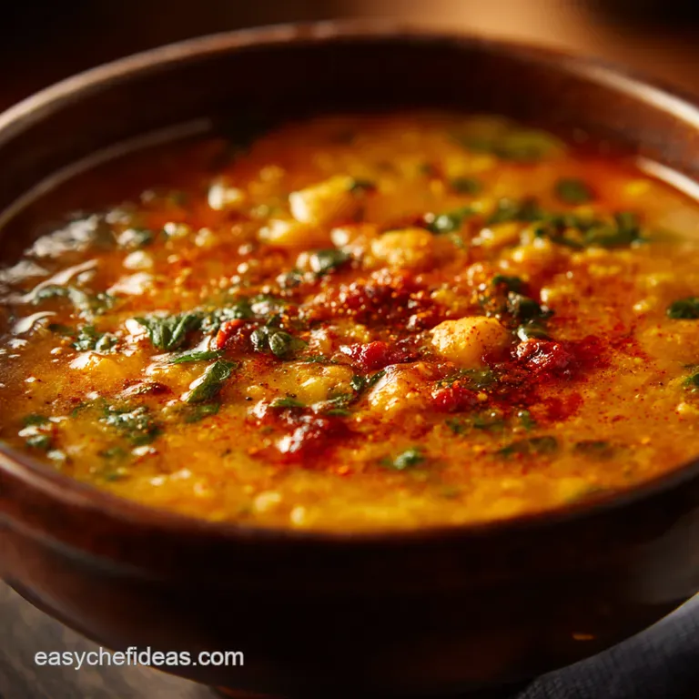 The Ruby Jewel Classic Creamy Masoor Dal with Golden Tarka presentation