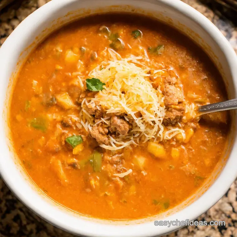 The Ultimate Crockpot Cheeseburger Soup presentation