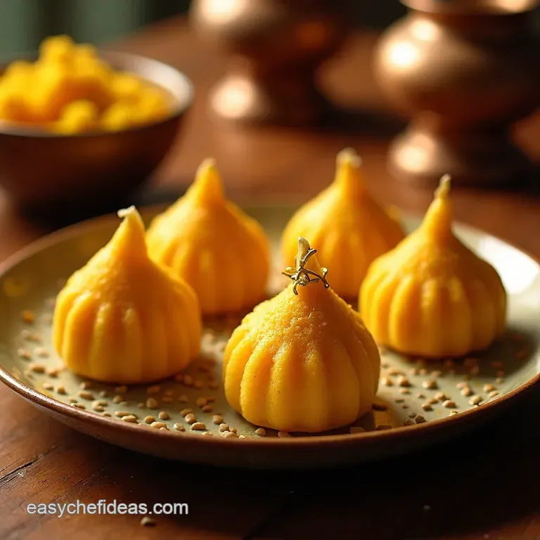 Ukadiche Modak Steamed Sweet Rice Dumplings presentation