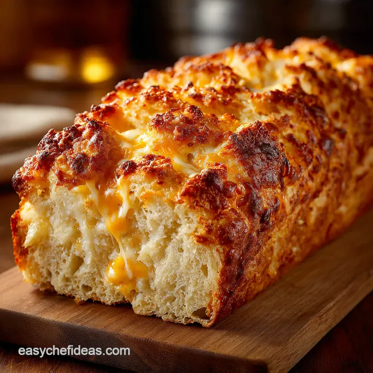 Ultimate Cheddar Explosion Cheesy Bread presentation