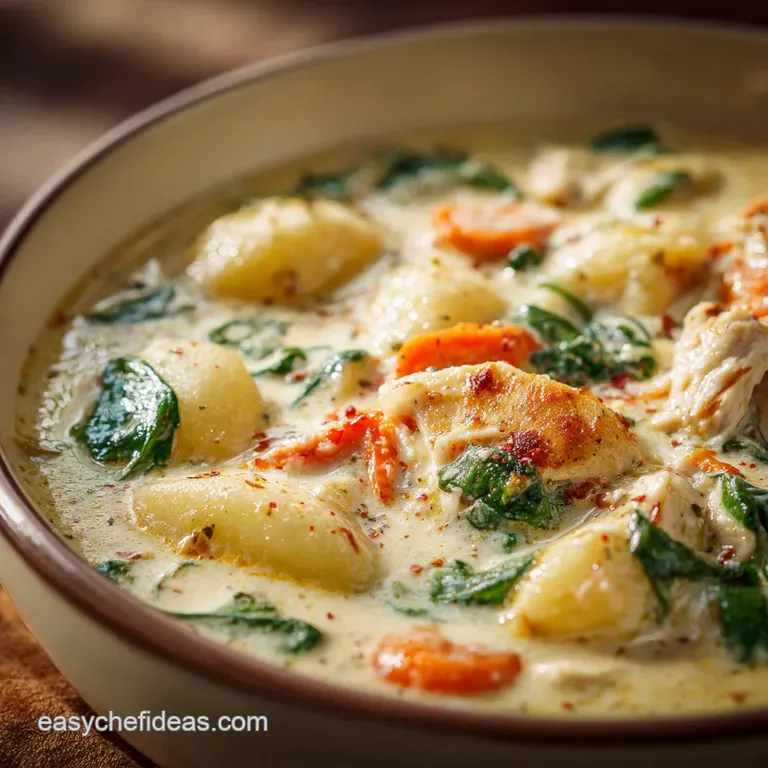 Chicken Gnocchi Soup: the Ultimate Creamy Tuscan Comfort Dish presentation