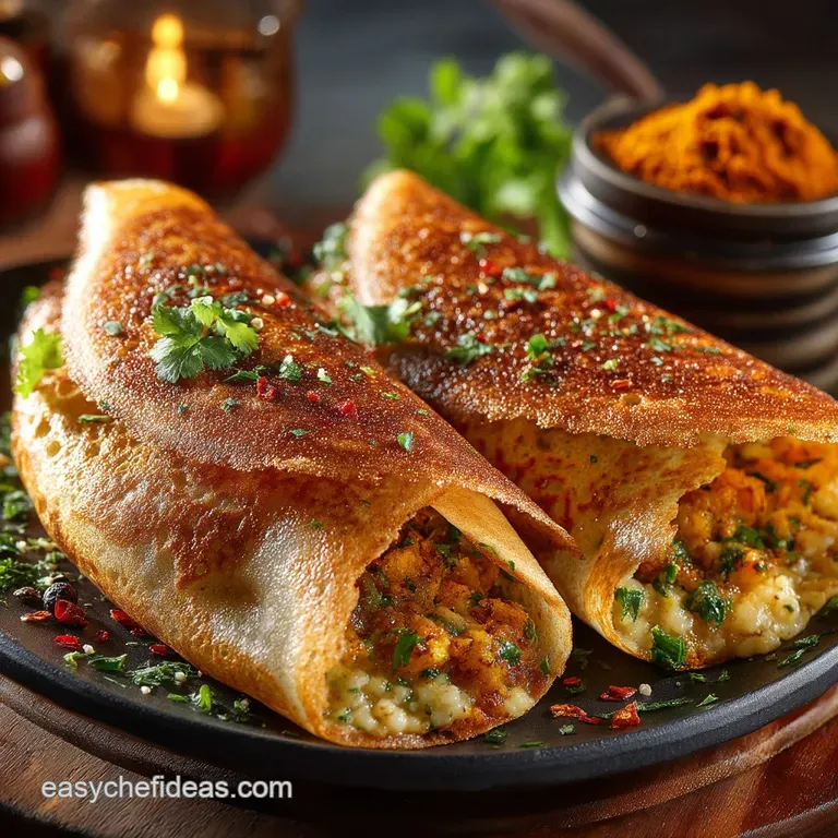 Ultimate Crispy Masala Dosa with Spiced Potato Filling the Golden Standard presentation