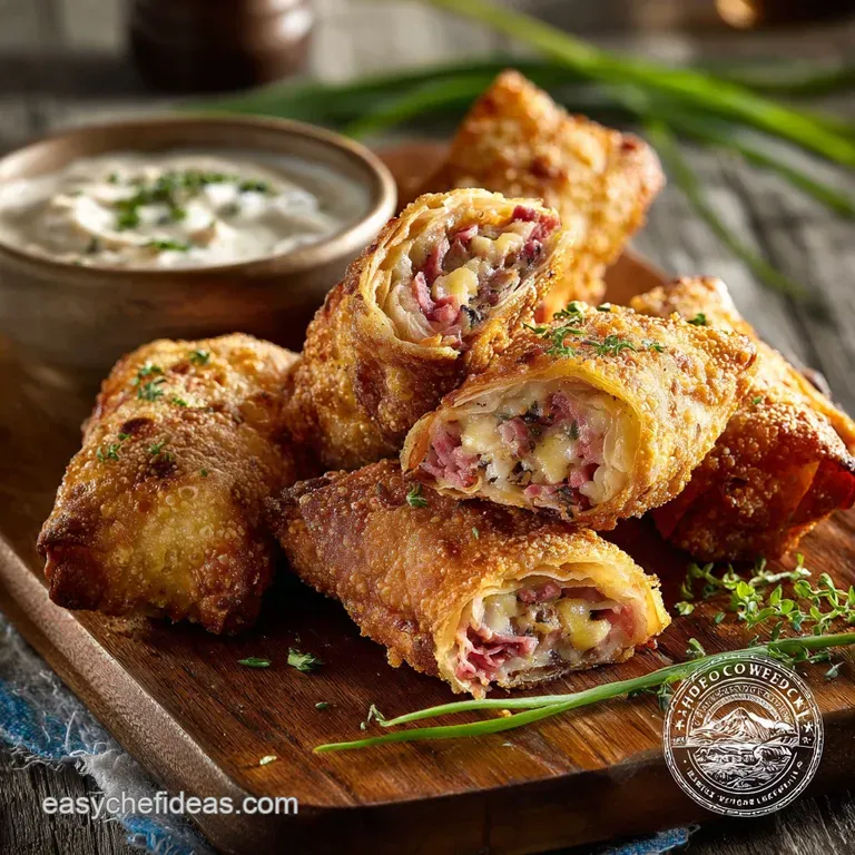 The Big Smoke Ultimate Reuben Egg Rolls with Zesty Russian Dip presentation