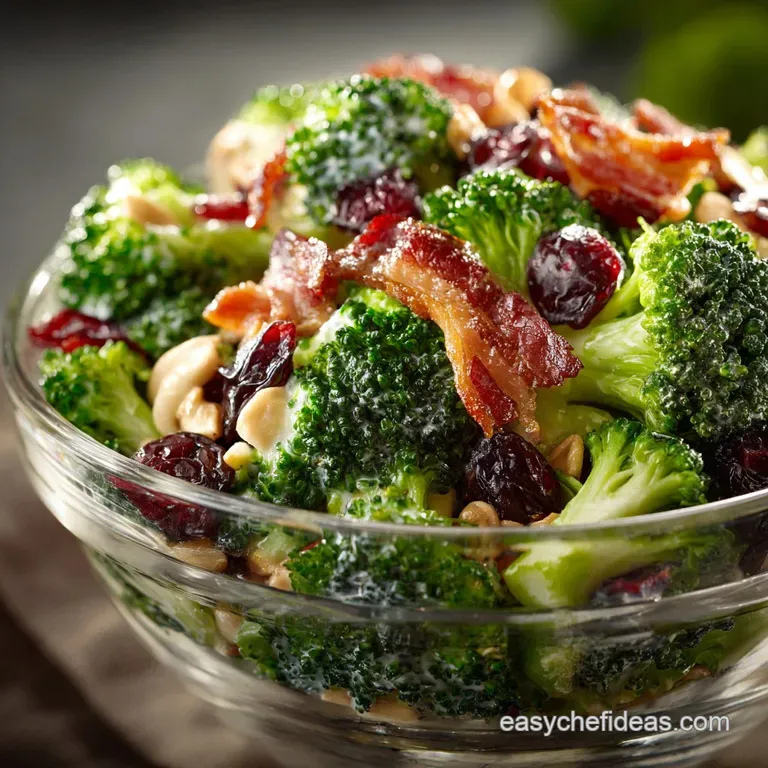 The Ultimate Crunchy Bacon Cheddar Cranberry Broccoli Salad presentation