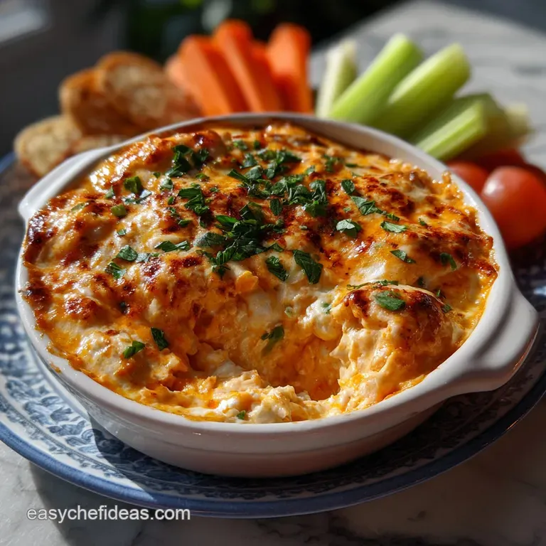Scoop of creamy dip artfully arranged on a white plate, garnished with fresh chives, and served with a side of celery sticks.