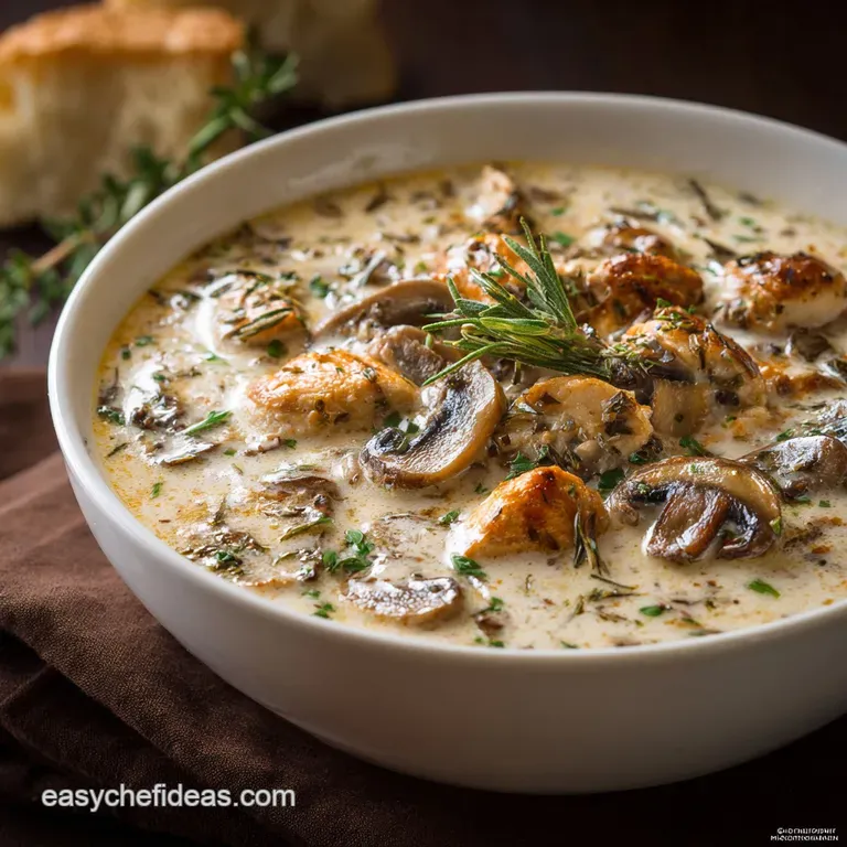 Creamy Chicken and Mushroom Soup: the Velvety Comfort Classic presentation