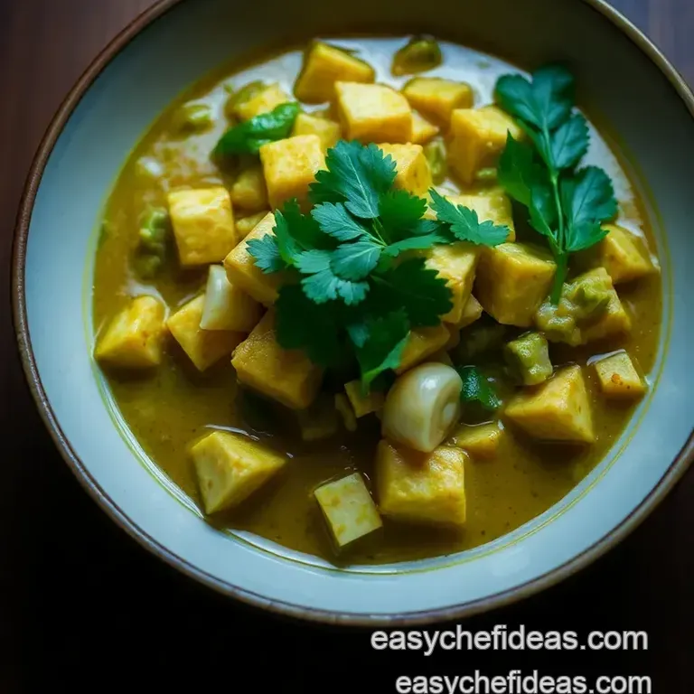 Vibrant Green Curry with Chicken presentation