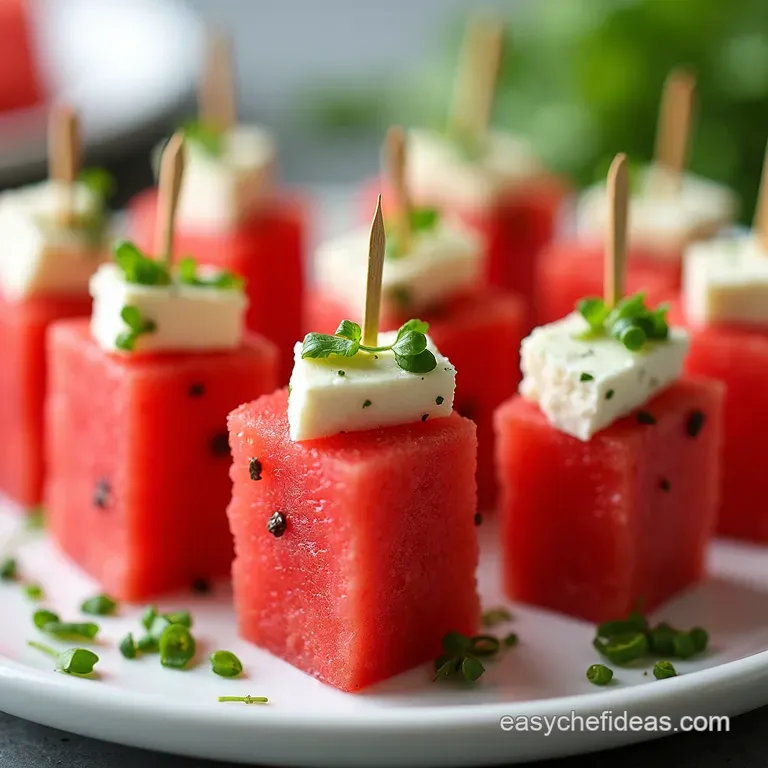 Watermelon Feta Skewers with Balsamic Glaze