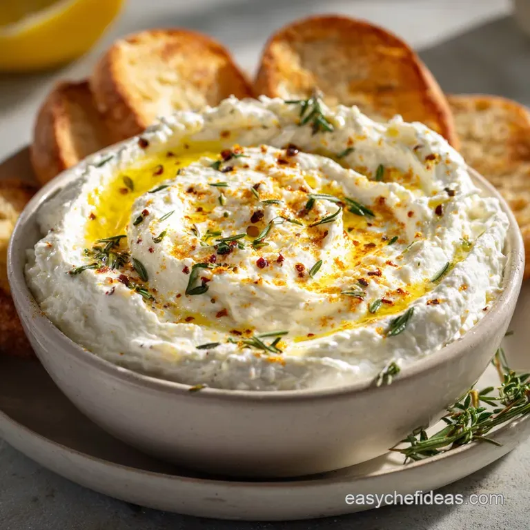 Whipped Feta Dip: the Creamiest Easiest Feta Spread with Roasted Garlic presentation