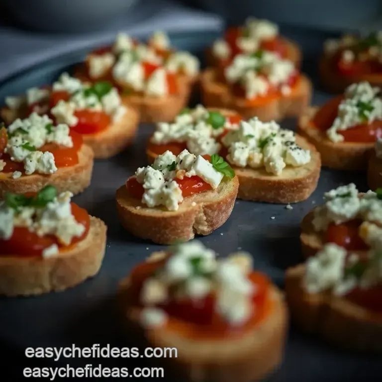 Whipped Feta & Roasted Red Pepper Crostini presentation