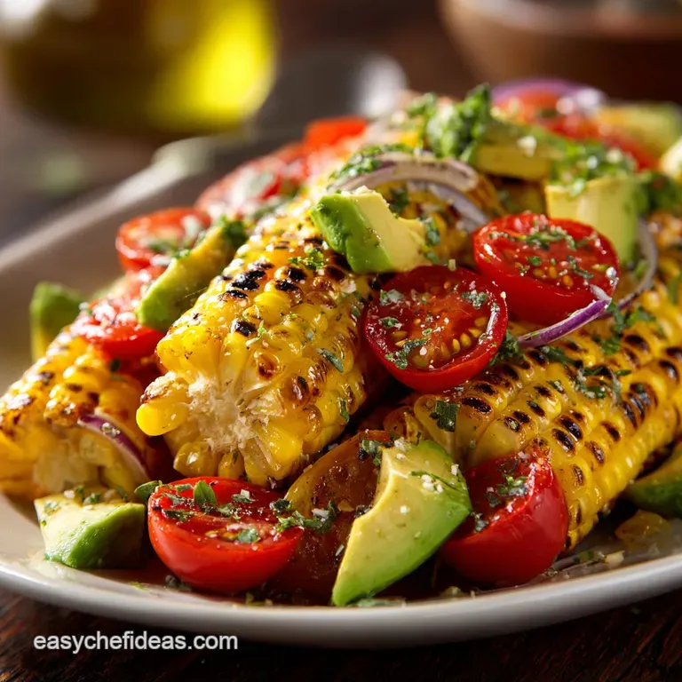 Zesty Grilled Corn Avocado and Cherry Tomato Salad