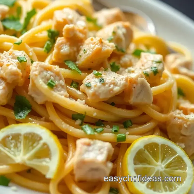 Zesty Lemon Chicken Pasta Primavera presentation