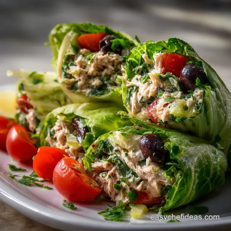 Zesty Tuna Salad Endive Wraps: Elegant Low-Carb Boats presentation