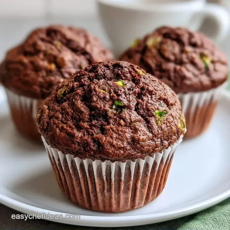 Dark cocoa cakes piled on a white ceramic plate, dusted with powdered sugar and garnished with fresh mint leaves.