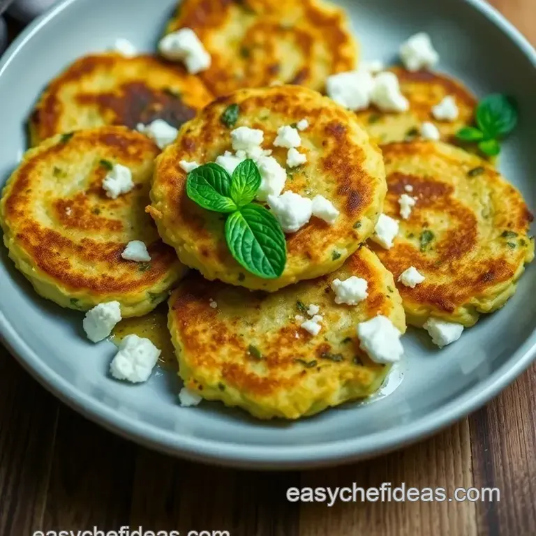 Zucchini Fritters with Feta and Mint presentation